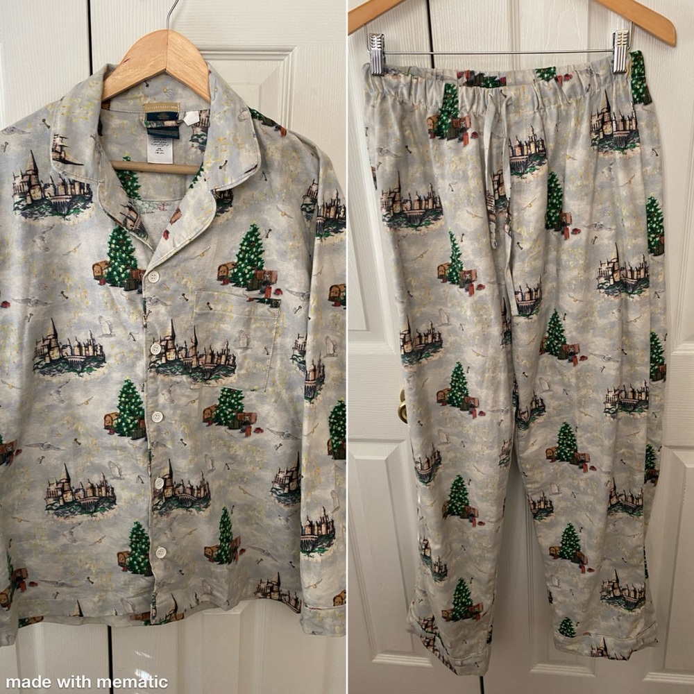 POTTERY‎ BARN teen Harry Potter Christmas Organic Cotton Flannel Pajama Set S ❗️